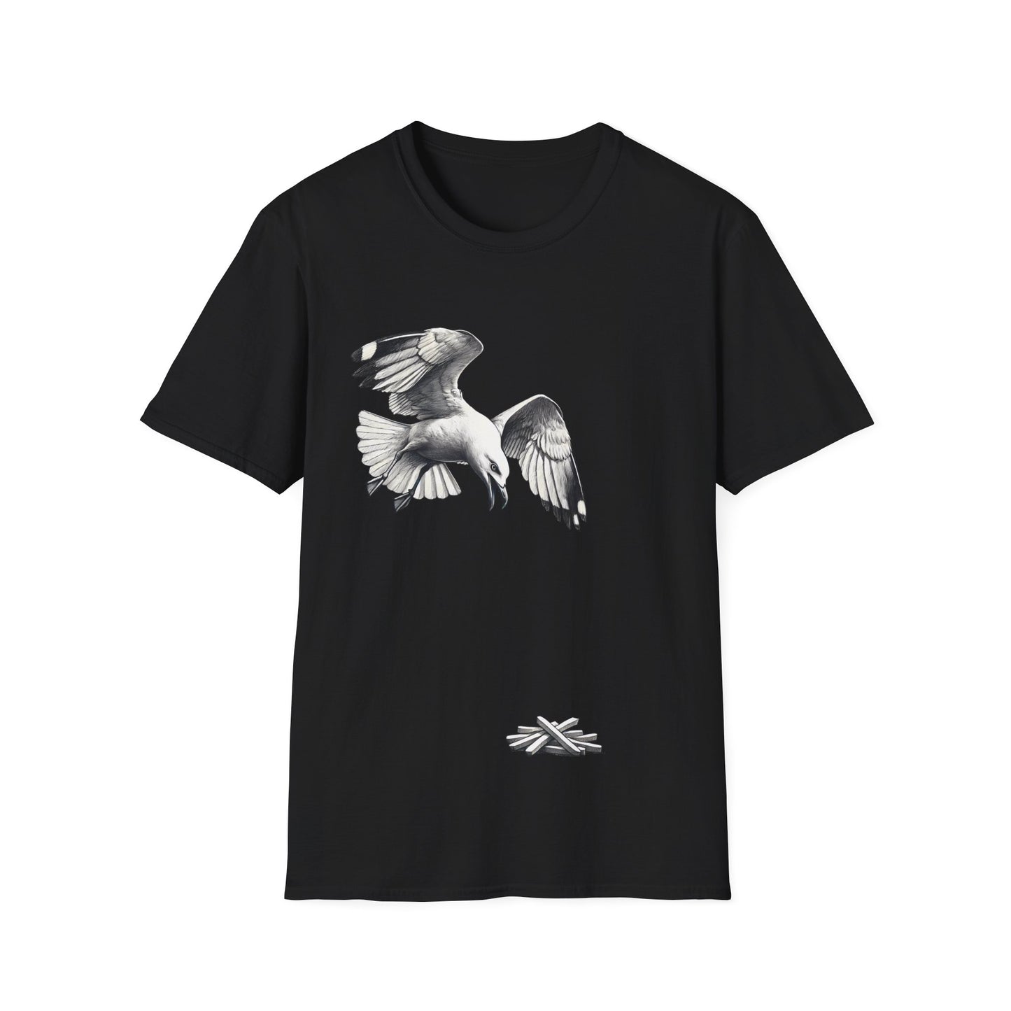 Seagull Chip Unisex T-Shirt, Retro Beach Tee, Bird Lover Gift, Ocean Graphic Shirt, Vintage Seaside Top