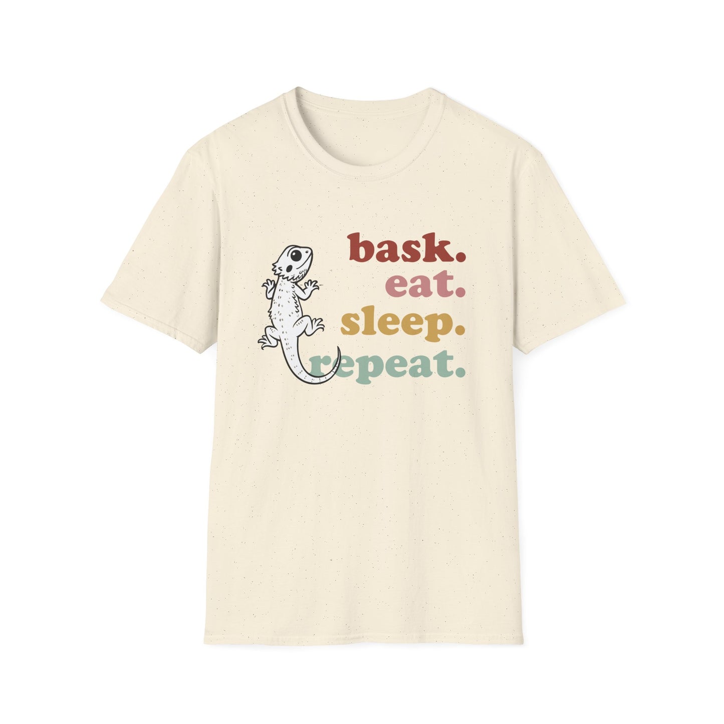 Bask Eat Sleep Repeat Bearded Dragon Unisex Softstyle T-Shirt | Reptile Tee | Gift for Reptile Lover | Pet Reptile