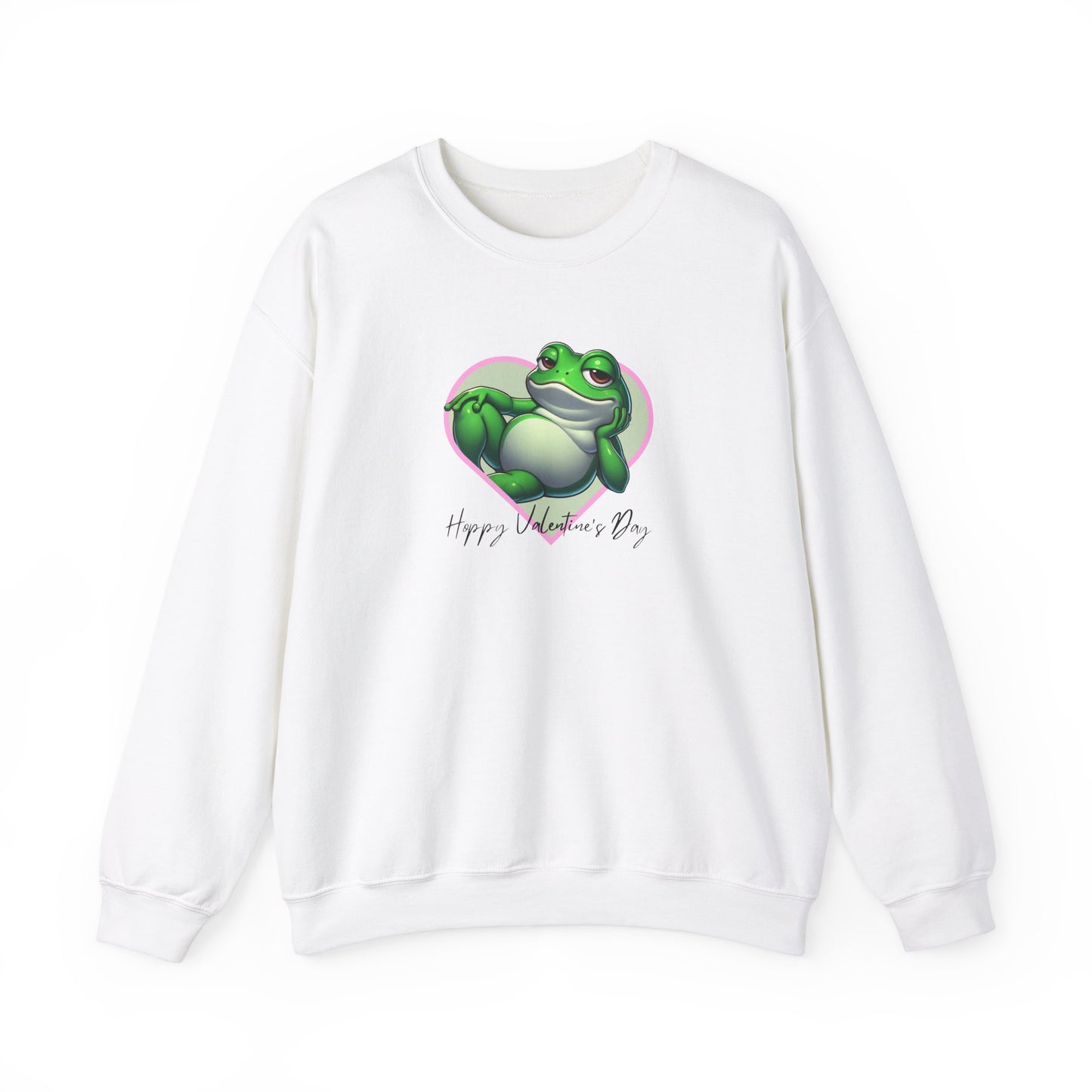 Hoppy Valentine's Day Frog Unisex Crewneck Sweatshirt, Frog lover gift, Pet valentine's sweatshirt, reptile keeper, frog mama