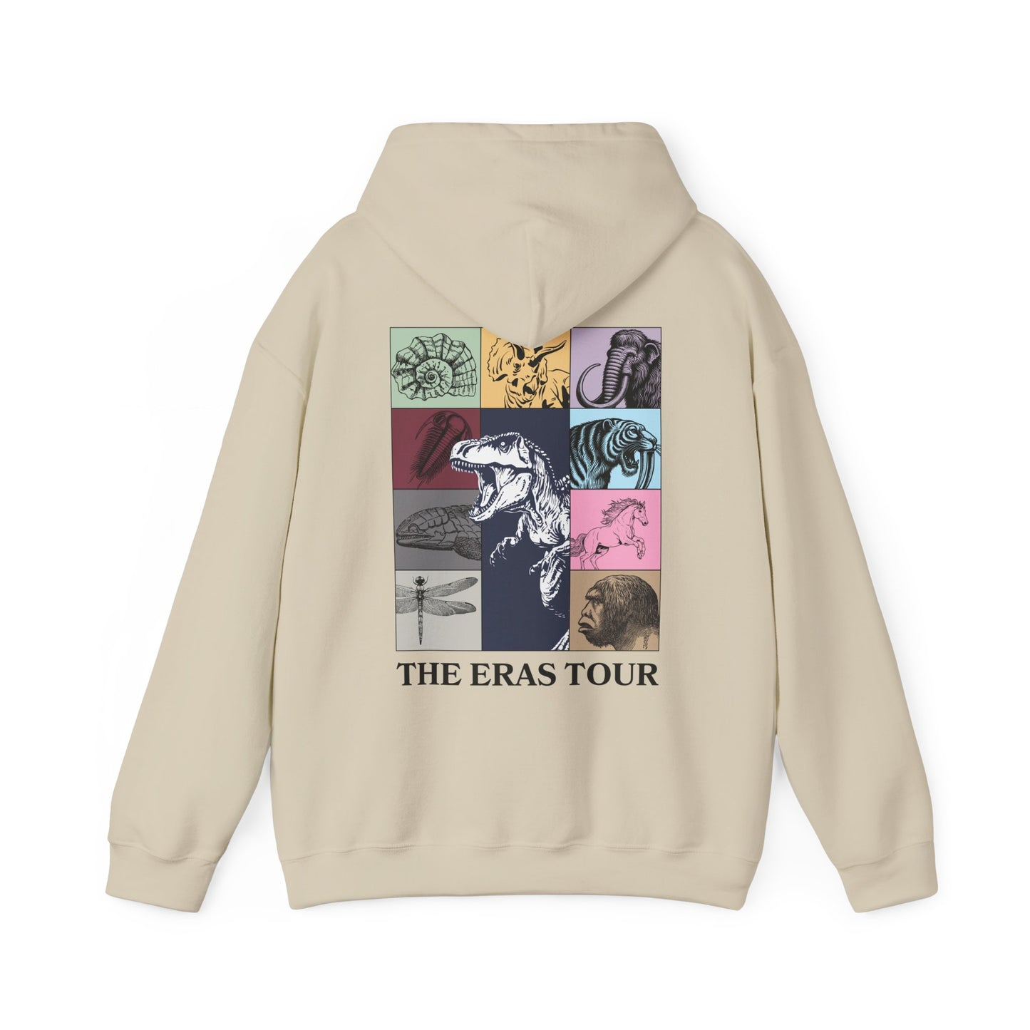 Geological Eras Tour Unisex Hooded Sweatshirt, Gift for Geologist Biologist Science Lover, Life Through Time Design, Dinosaur Hoodie