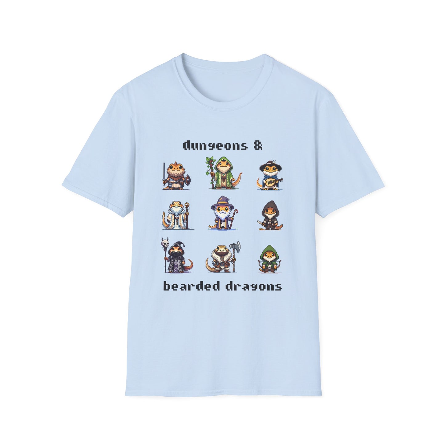 Dungeons and Bearded Dragons Shirt | Bearded Dragon Pixel Art | Unisex Softstyle T-Shirt | Reptile DnD Shirt