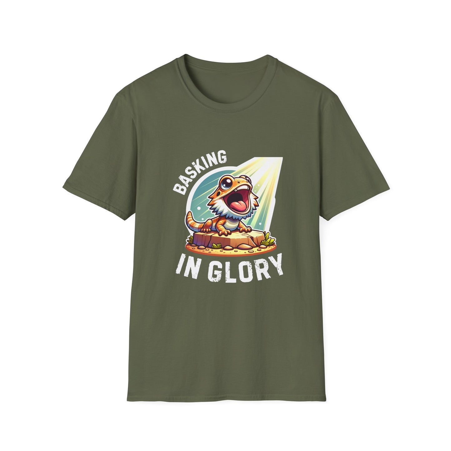 Basking in Glory | Bearded Dragon | Unisex Softstyle T-Shirt | Gift for Reptile Keeper