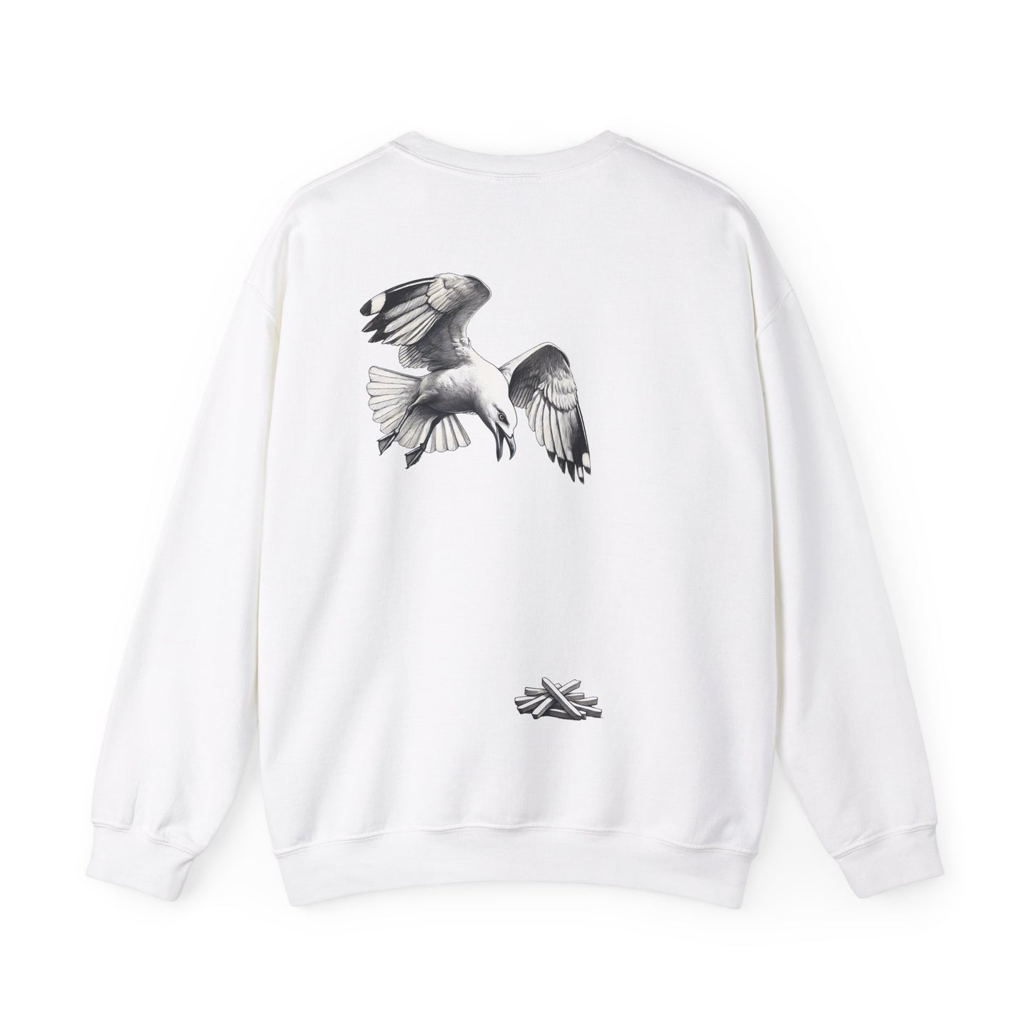 Seagull Chip Unisex Crewneck Sweatshirt, Retro Beach Jumper, Bird Lover Gift, Ocean Graphic Sweatshirt, Vintage Seaside Top