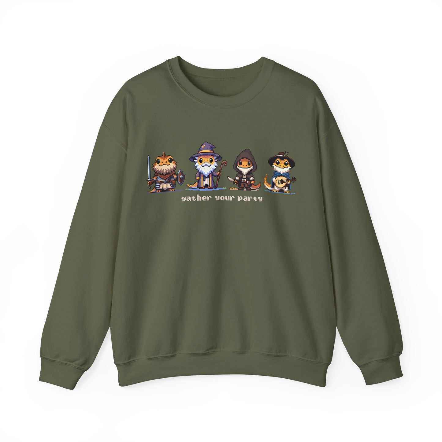 Gather Your Party | Bearded Dragon Pixel Art | Unisex Crewneck Sweatshirt