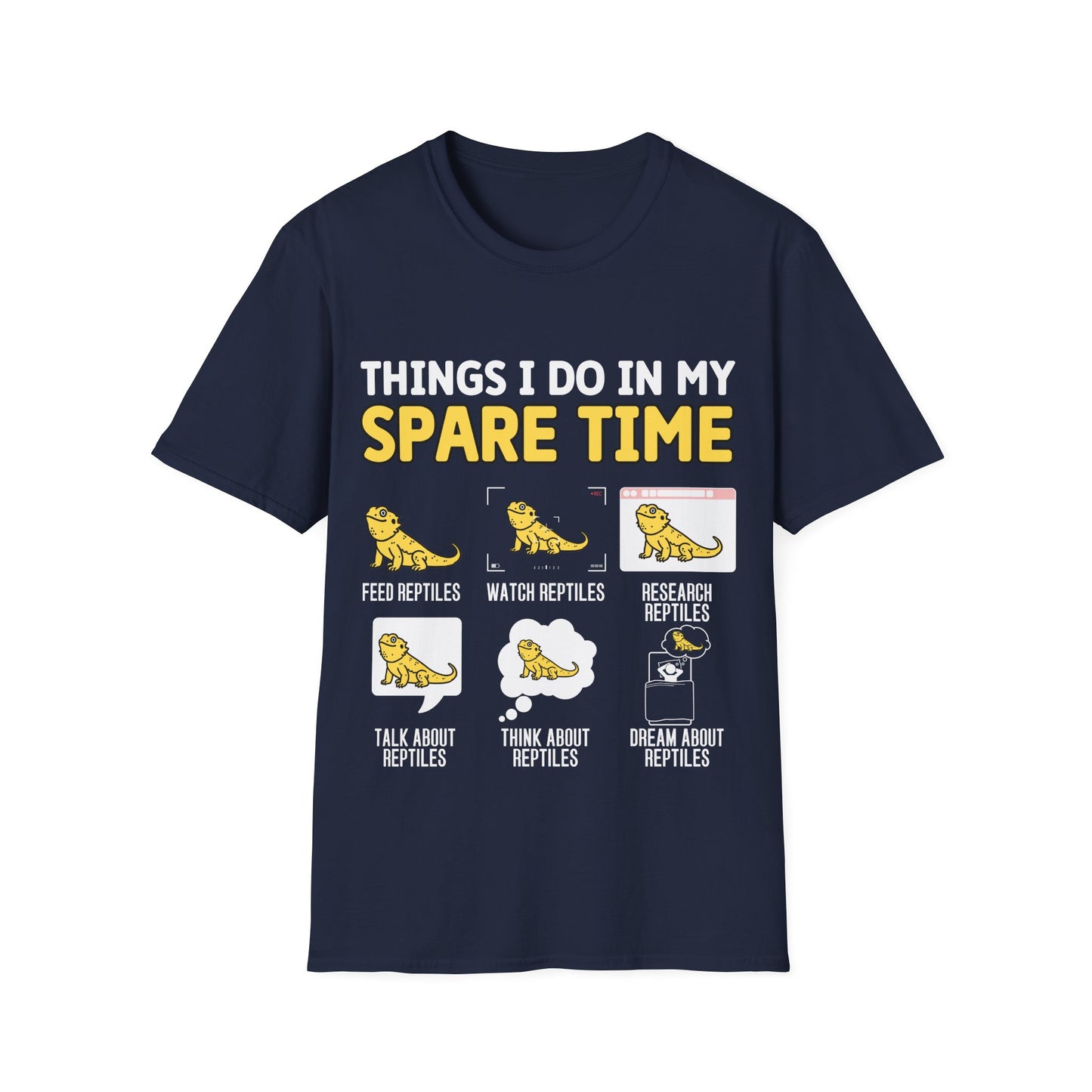 Reptile Keeper Unisex Softstyle T-Shirt, How I Spend My Spare Time With Reptiles, Bearded Dragon, Snake, Lizard Tee