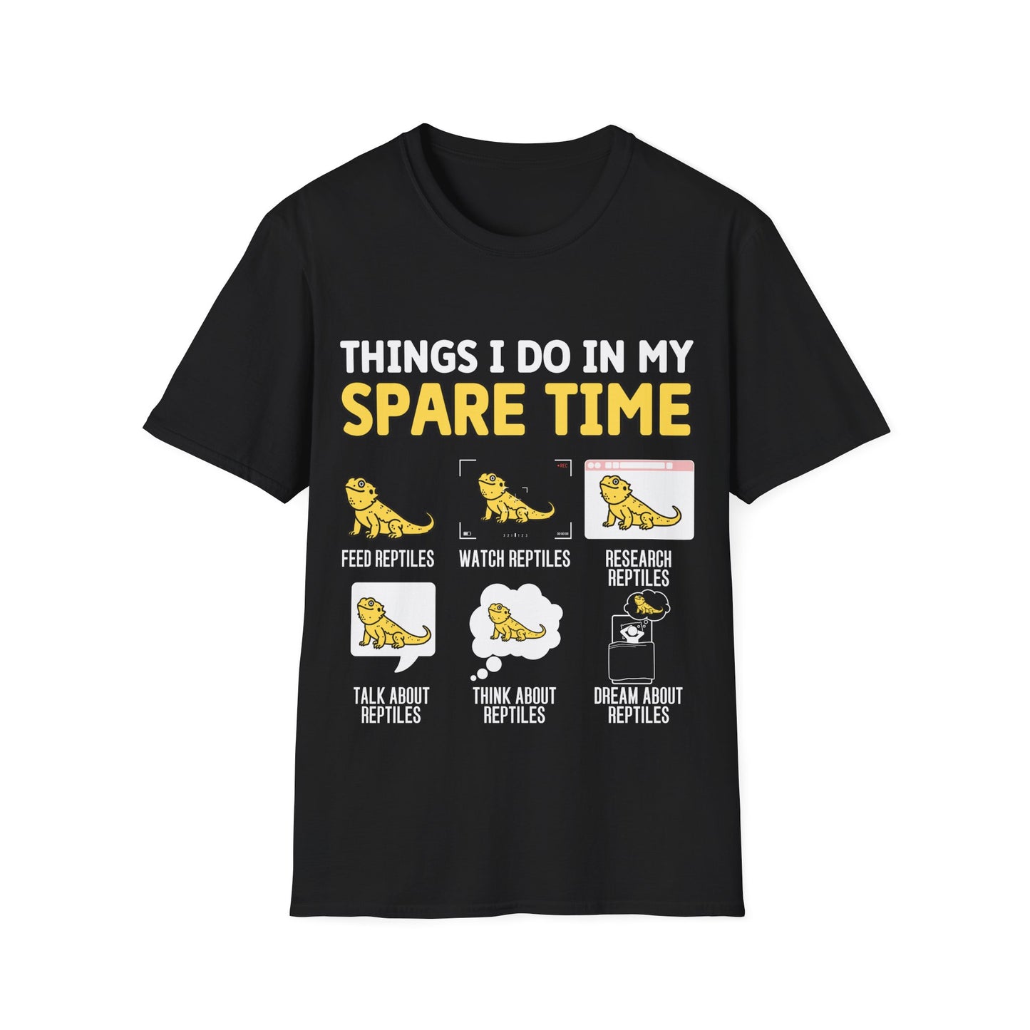 Reptile Keeper Unisex Softstyle T-Shirt, How I Spend My Spare Time With Reptiles, Bearded Dragon, Snake, Lizard Tee