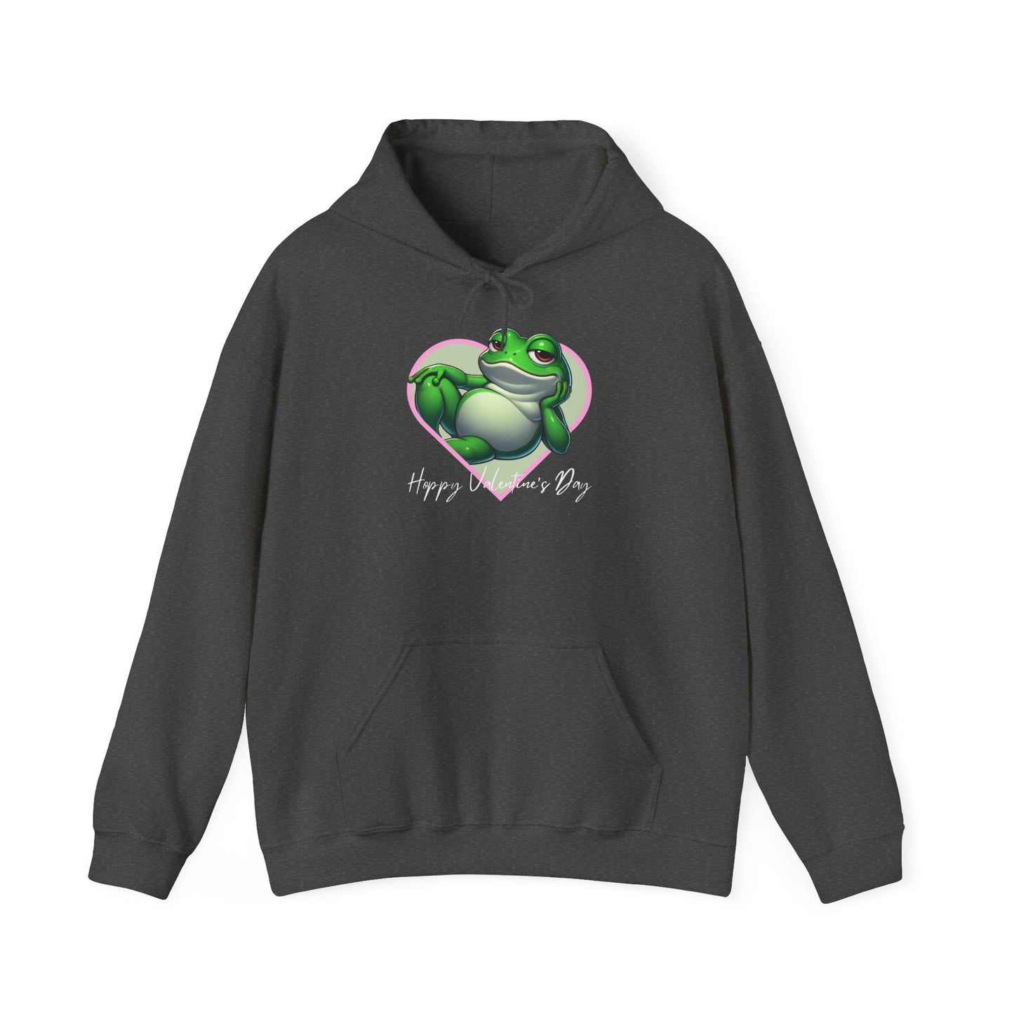 Hoppy Valentine's Day Frog Unisex Hooded Sweatshirt, Frog lover gift, Pet valentine's hoodie, reptile keeper, frog mama