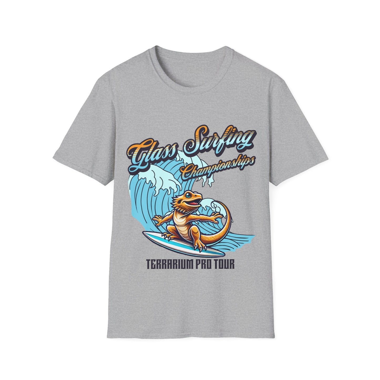 Glass Surfing Bearded Dragon Unisex Softstyle T-Shirt