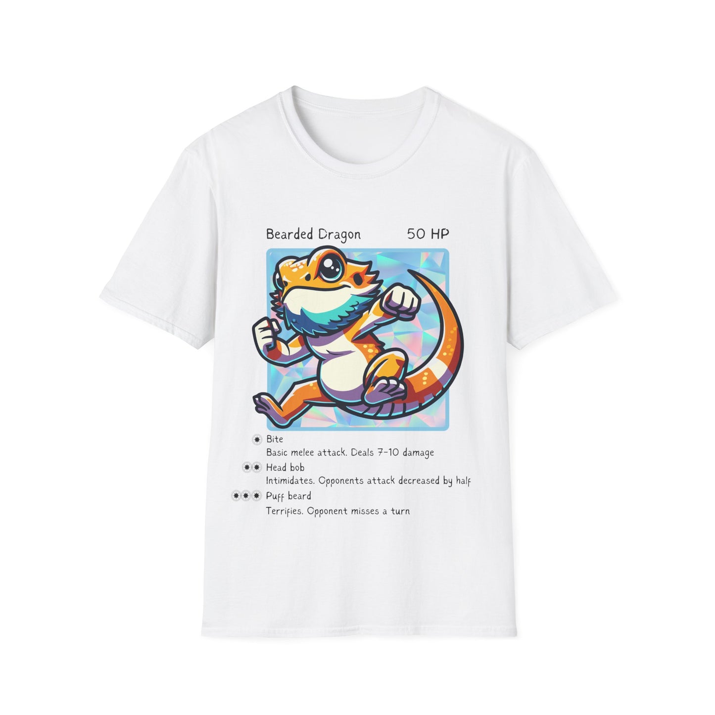 Bearded Dragon Trading Card Unisex Softstyle T-Shirt, Reptile Lover Tee, Animal Graphic Shirt, Pet Owner Gift, Wildlife Fashion Top
