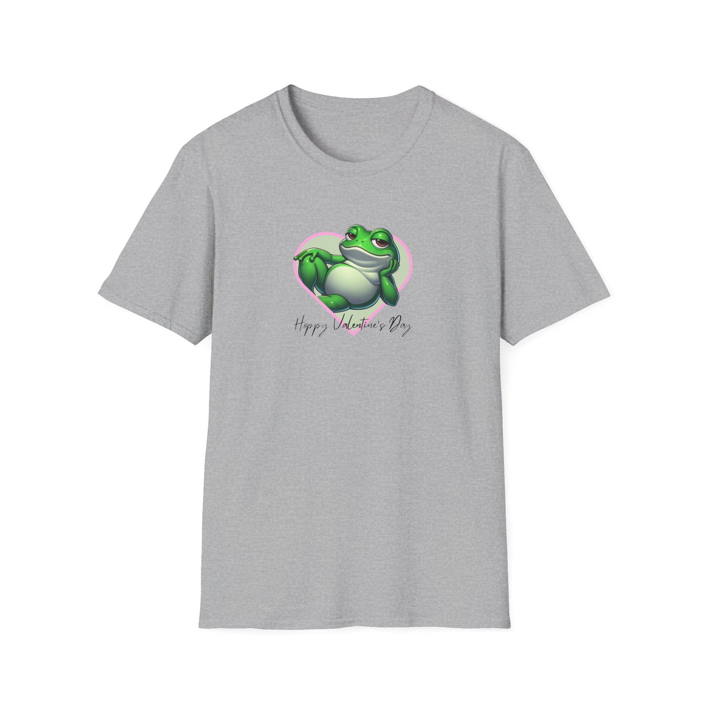 Hoppy Valentine's Day Frog Unisex Softstyle T-Shirt, Frog lover gift, Pet valentine's shirt, reptile keeper, frog mama
