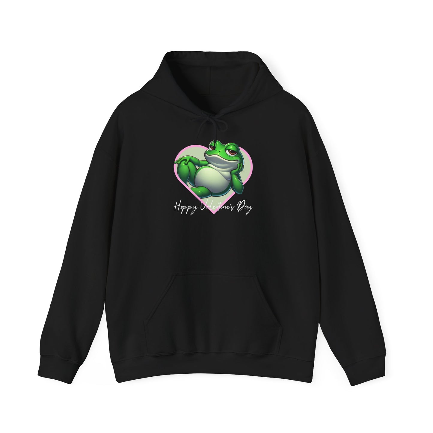 Hoppy Valentine's Day Frog Unisex Hooded Sweatshirt, Frog lover gift, Pet valentine's hoodie, reptile keeper, frog mama
