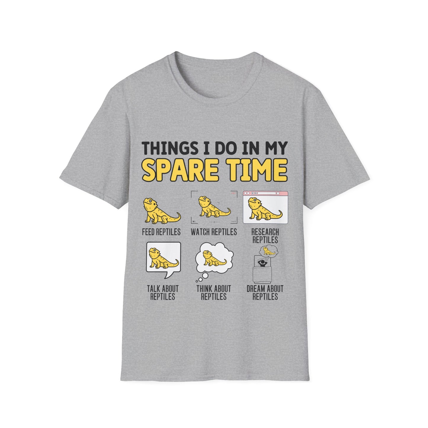 Reptile Keeper Unisex Softstyle T-Shirt, How I Spend My Spare Time With Reptiles, Bearded Dragon, Snake, Lizard Tee