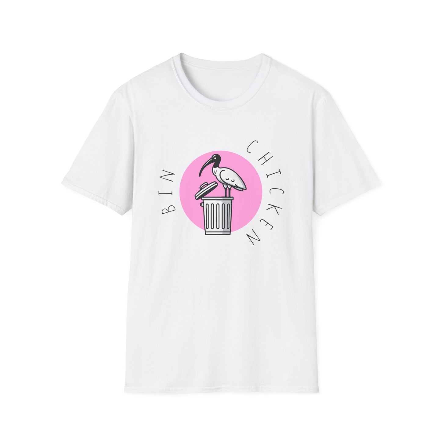 Bin Chicken Unisex Softstyle T-Shirt | Bird Lover T-Shirt | Gift for Bird Nerd | White Ibis