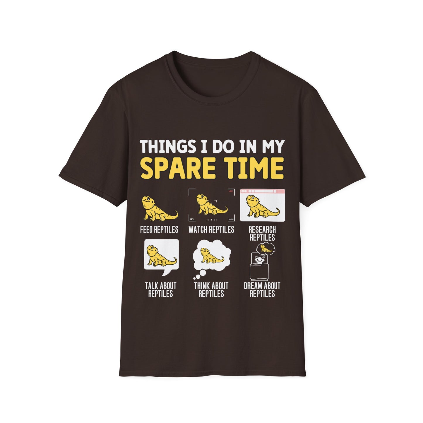 Reptile Keeper Unisex Softstyle T-Shirt, How I Spend My Spare Time With Reptiles, Bearded Dragon, Snake, Lizard Tee