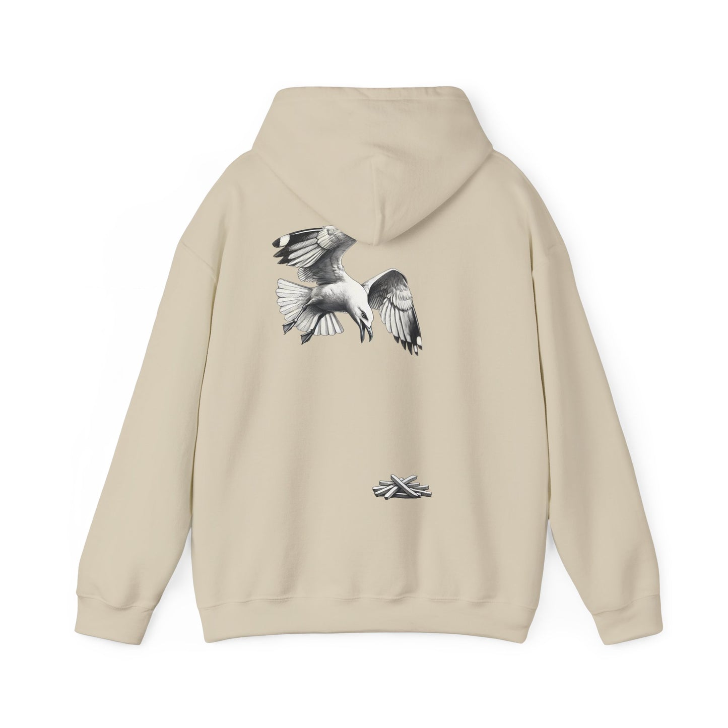 Seagull Chip Unisex Hooded Sweatshirt, Retro Beach Hoodie, Bird Lover Gift, Ocean Graphic Hoodie, Vintage Seaside Top