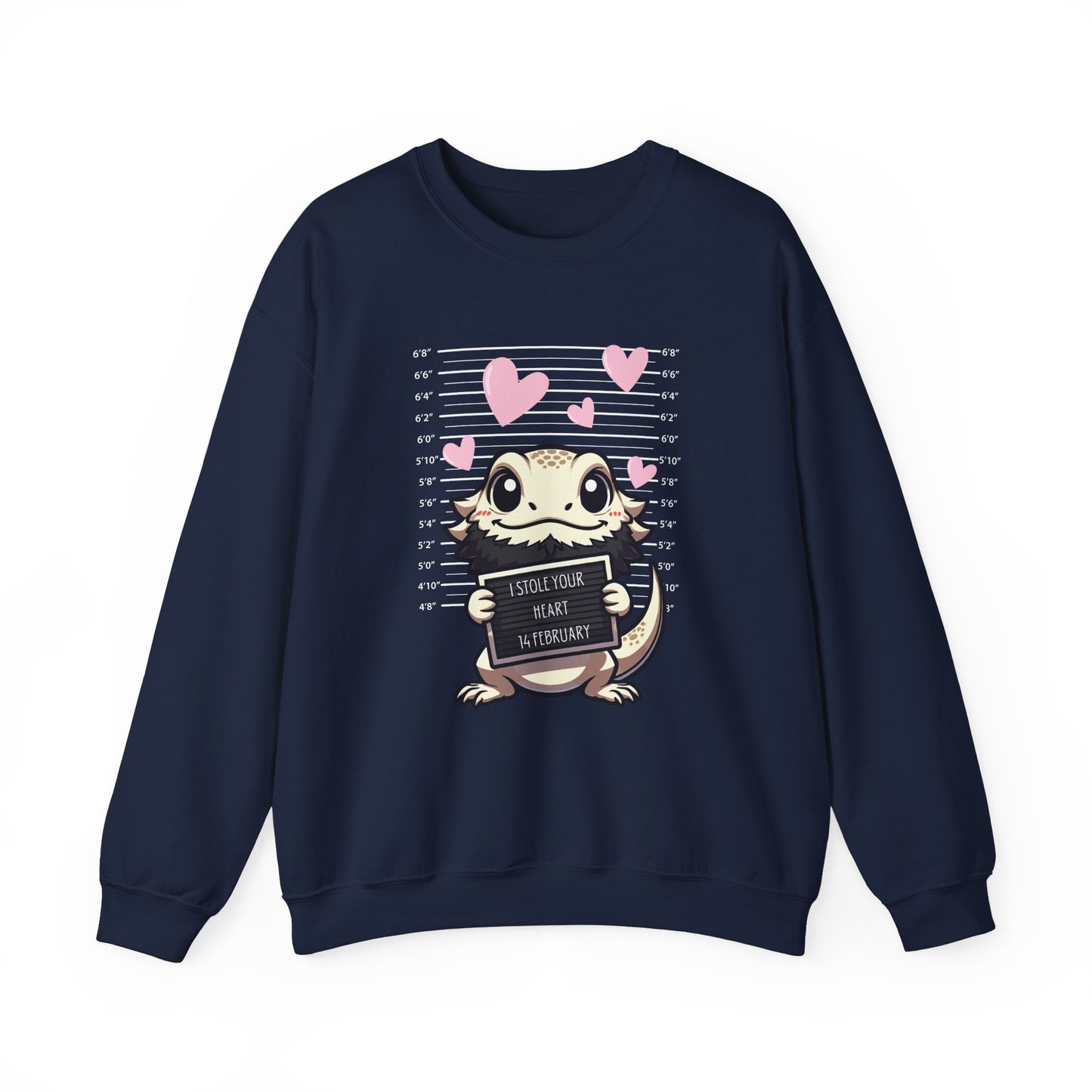 Bearded Dragon Valentine's Day Crewneck Sweatshirt, Pet Reptile Sweatshirt, Stolen Hearts, Valentine's Gift, Gift for Her