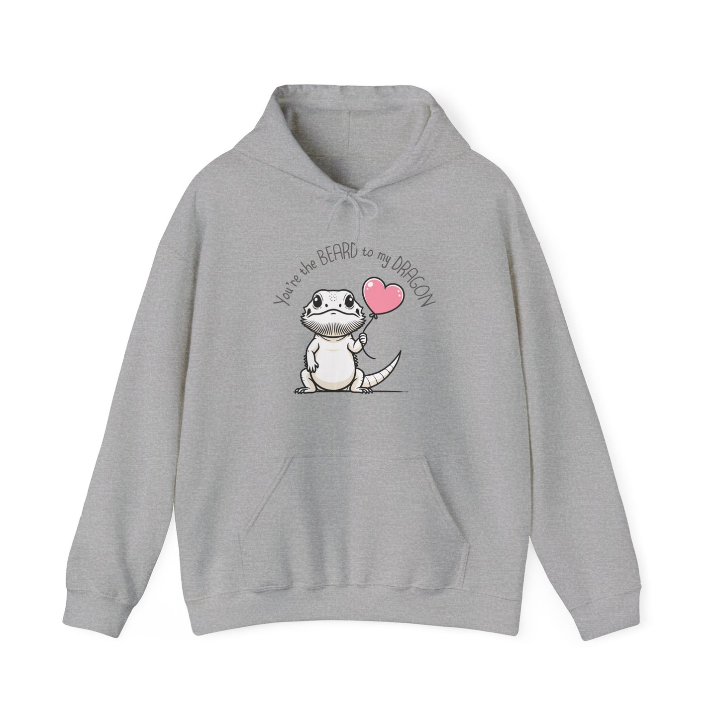 Cute Bearded Dragon Valentine's Day Unisex Hooded Sweatshirt, Reptile Keeper Gift, Valentine's Day Hoodie