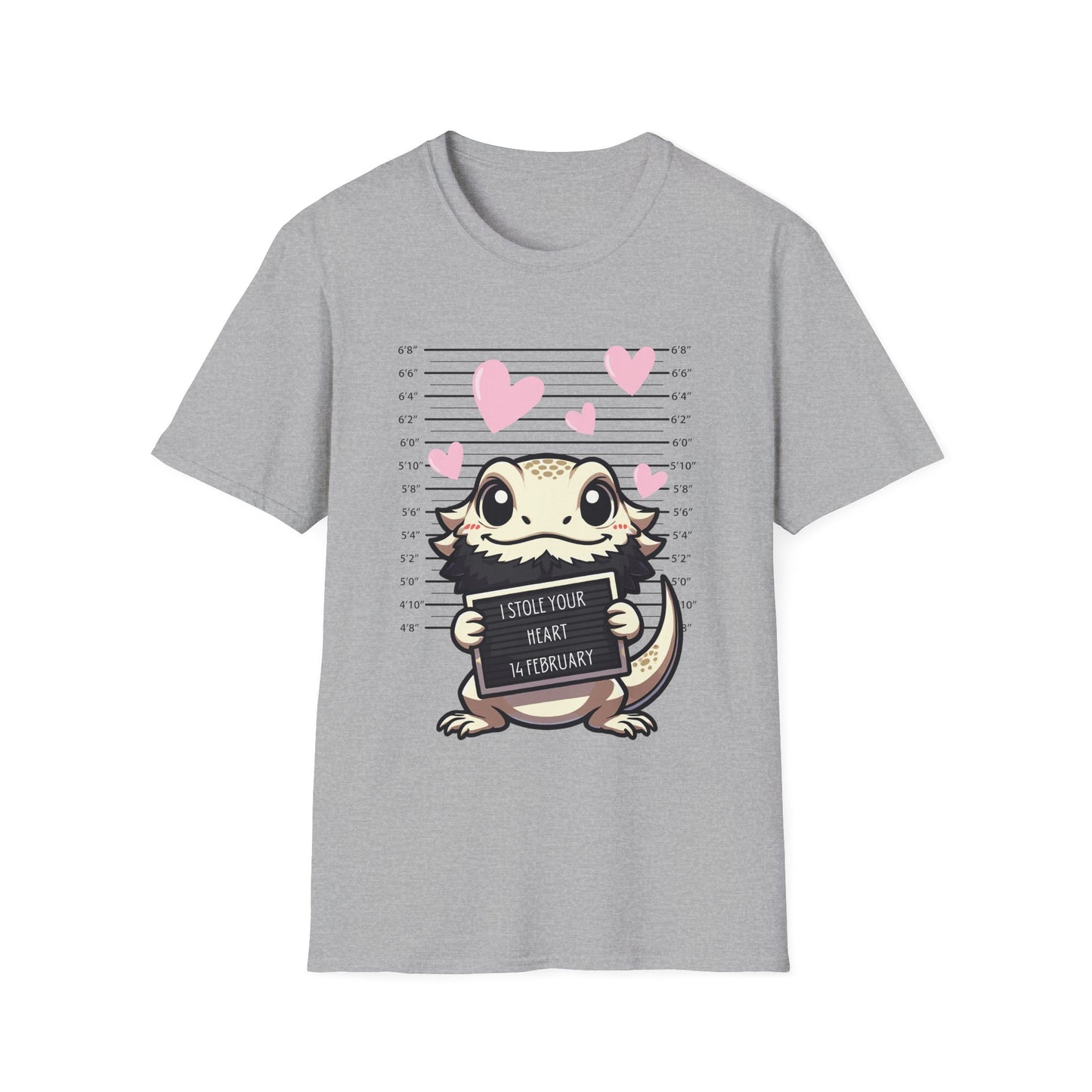 Bearded Dragon Valentine's Day Unisex Softstyle T-Shirt, Pet Reptile Tee, Stolen Hearts, Valentine's Gift, Gift for Her