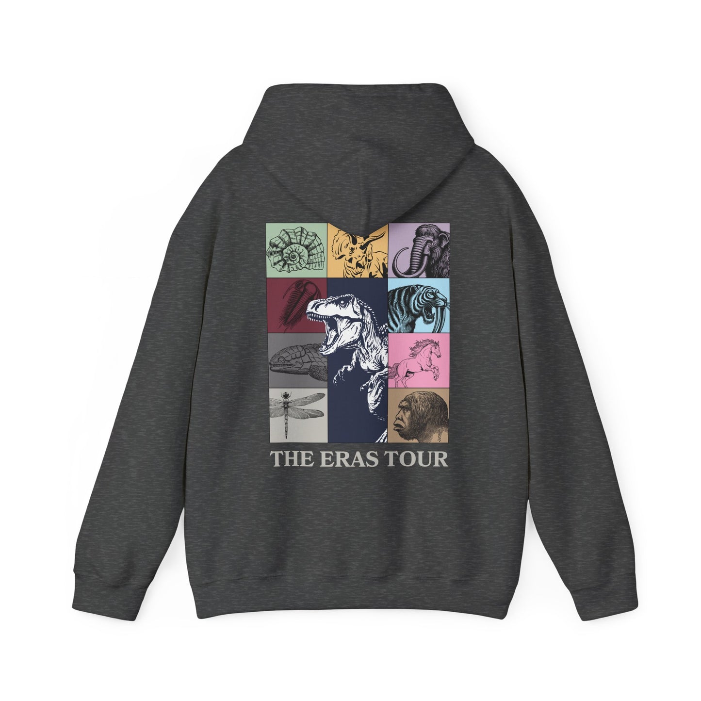 Geological Eras Tour Unisex Hooded Sweatshirt, Gift for Geologist Biologist Science Lover, Life Through Time Design, Dinosaur Hoodie