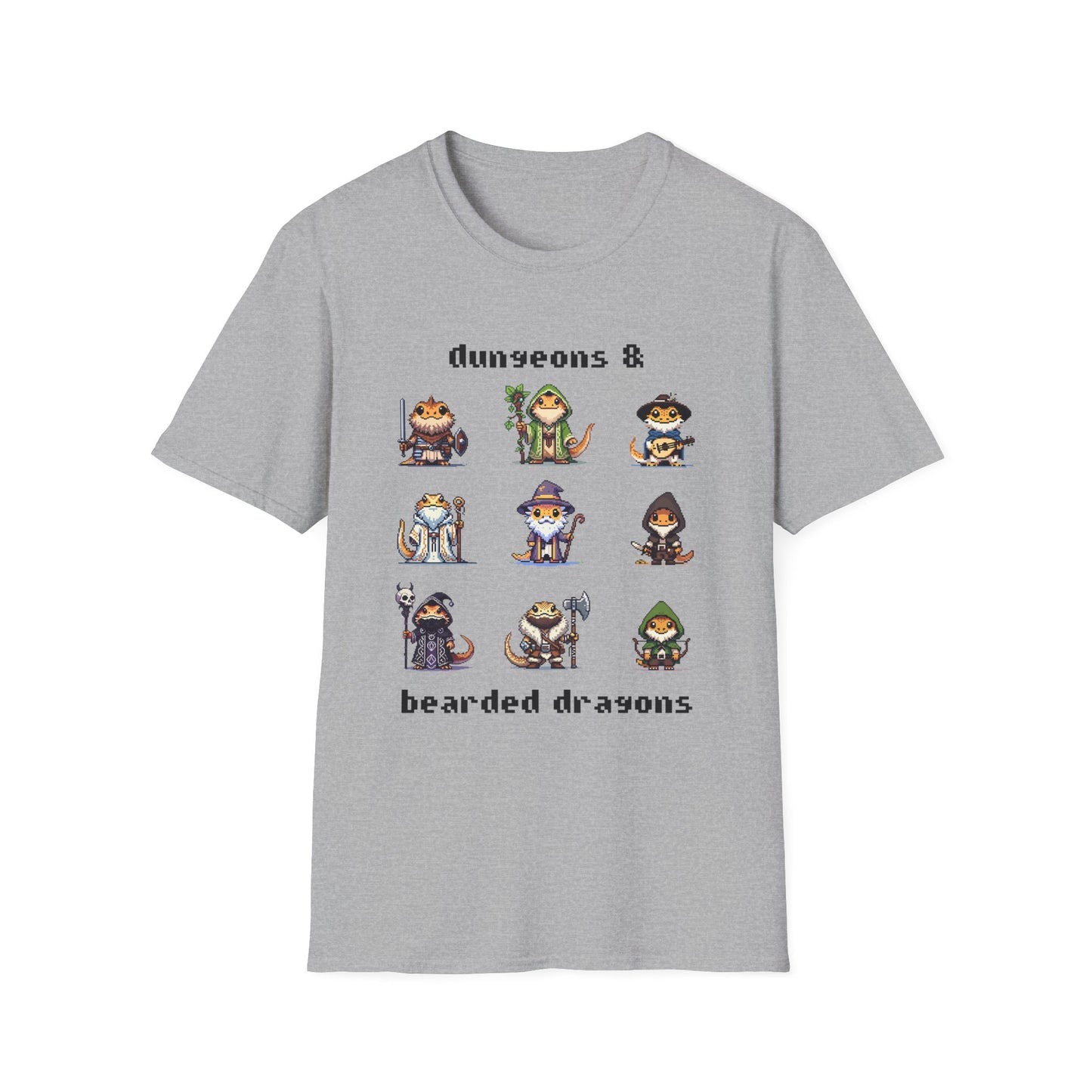 Dungeons and Bearded Dragons Shirt | Bearded Dragon Pixel Art | Unisex Softstyle T-Shirt | Reptile DnD Shirt