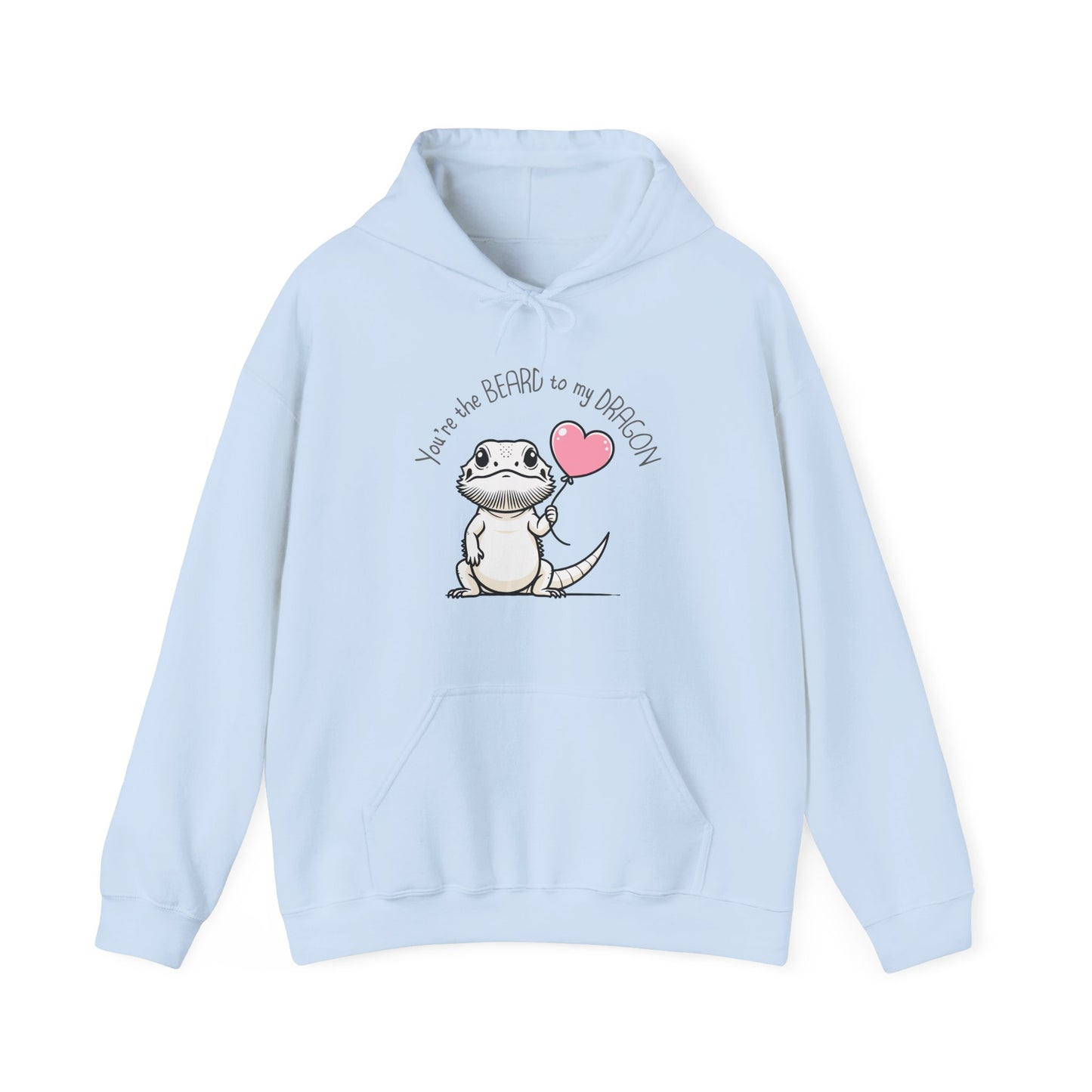 Cute Bearded Dragon Valentine's Day Unisex Hooded Sweatshirt, Reptile Keeper Gift, Valentine's Day Hoodie