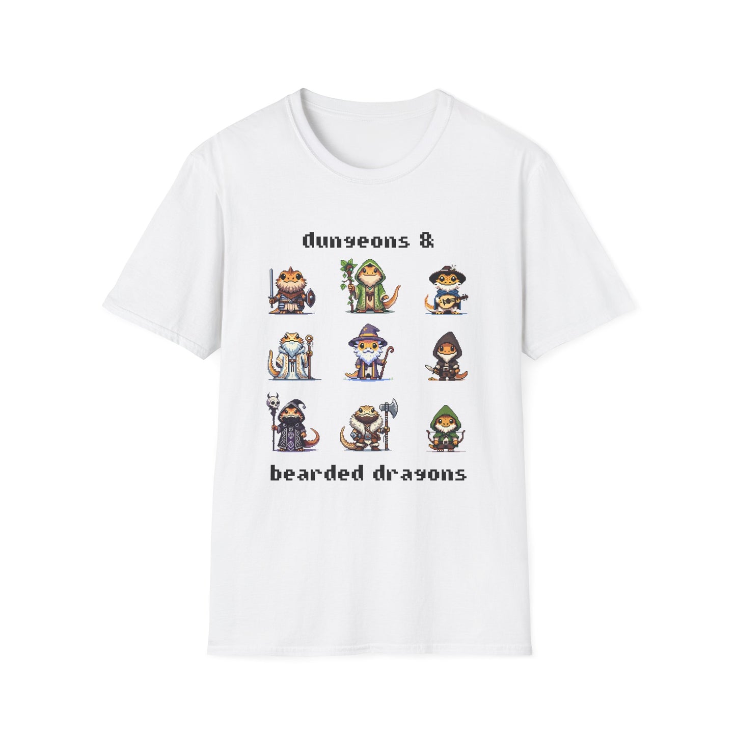 Dungeons and Bearded Dragons Shirt | Bearded Dragon Pixel Art | Unisex Softstyle T-Shirt | Reptile DnD Shirt