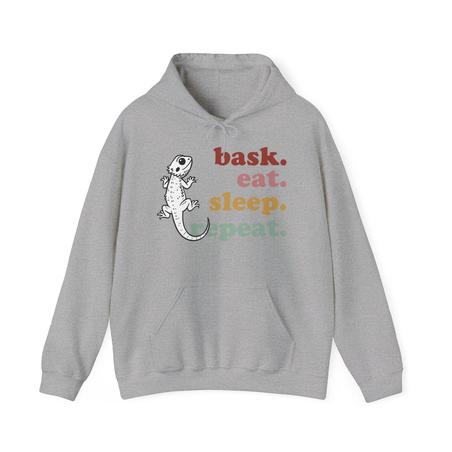 Bask Eat Sleep Repeat Bearded Dragon Unisex Hooded Sweatshirt | Reptile Hoodie | Gift for Reptile Lover | Pet Reptile