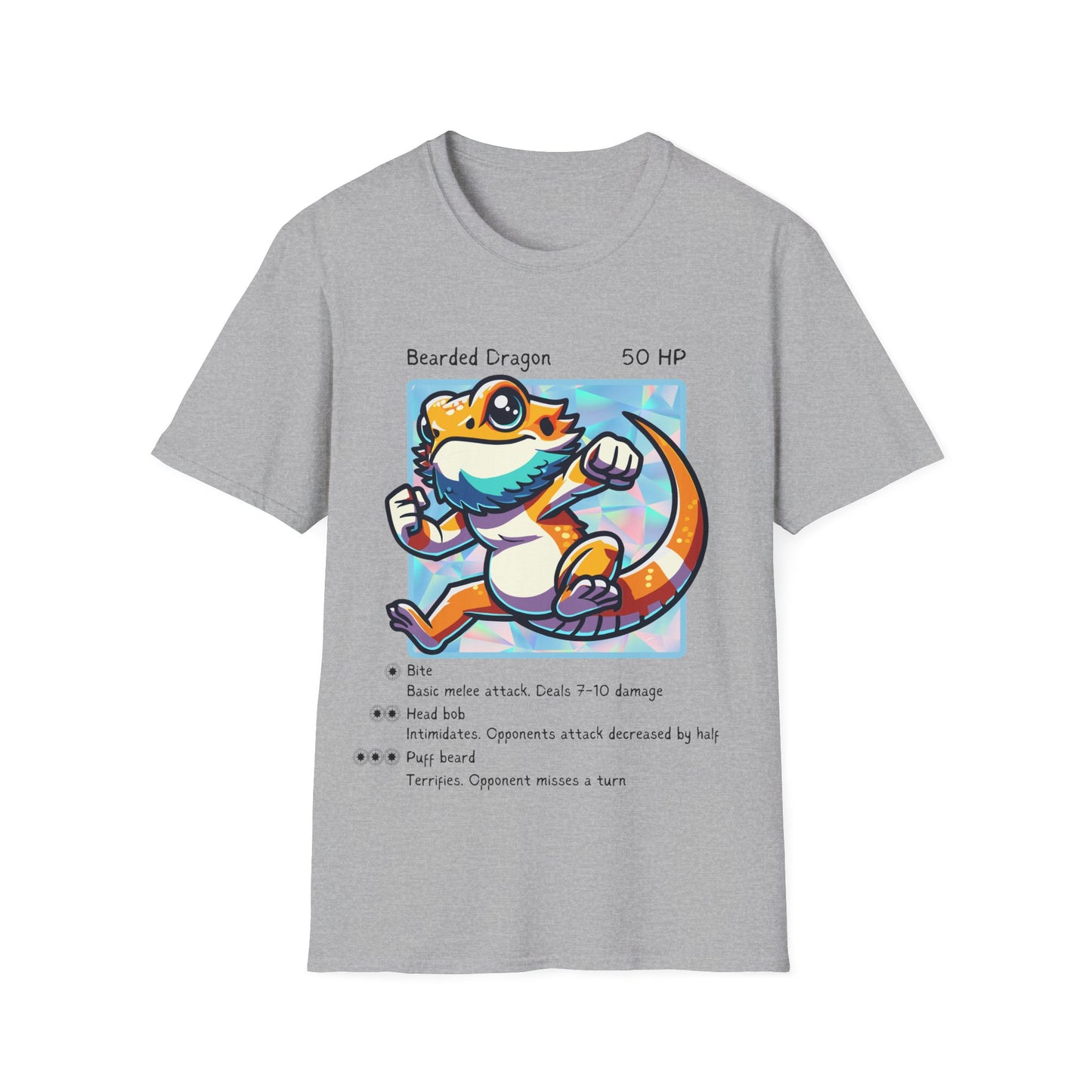 Bearded Dragon Trading Card Unisex Softstyle T-Shirt, Reptile Lover Tee, Animal Graphic Shirt, Pet Owner Gift, Wildlife Fashion Top