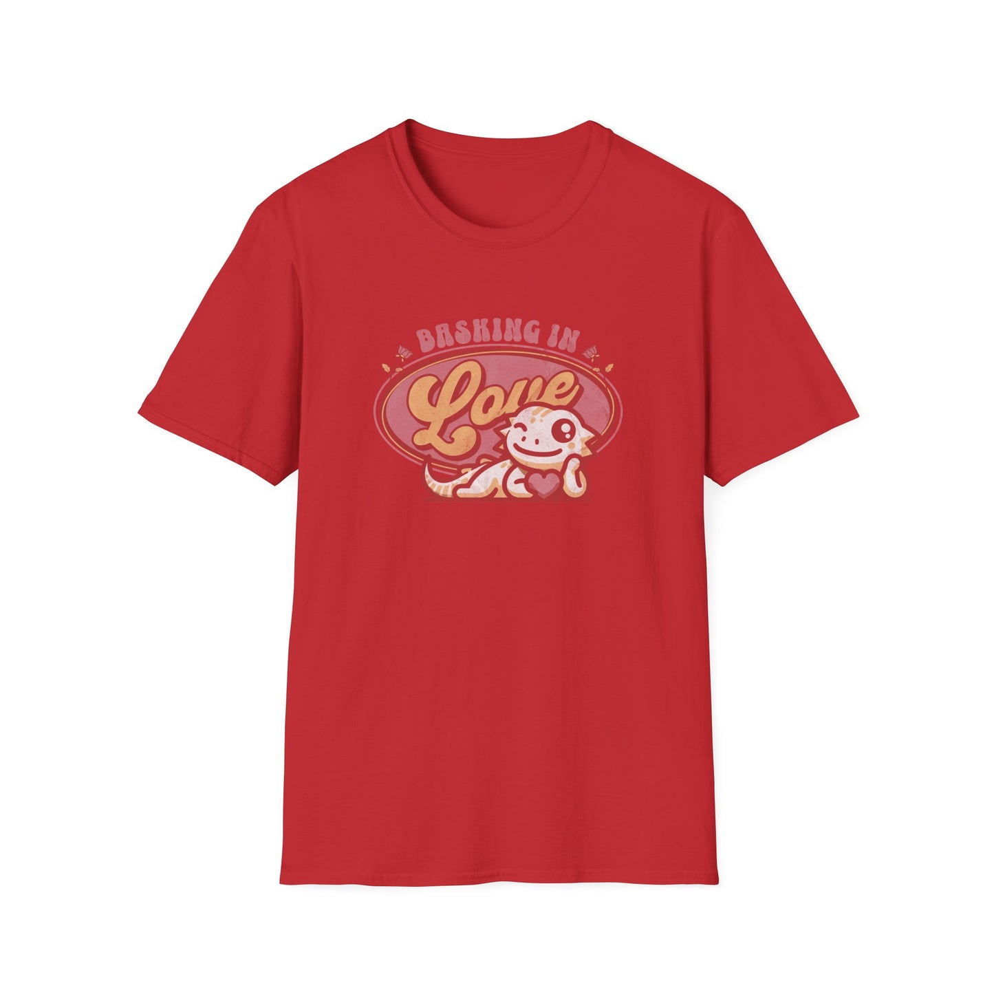 Basking in Love Bearded Dragon Unisex Softstyle T-Shirt | Valentine's Day Gift | Gift for Her | Pet Reptile Gift