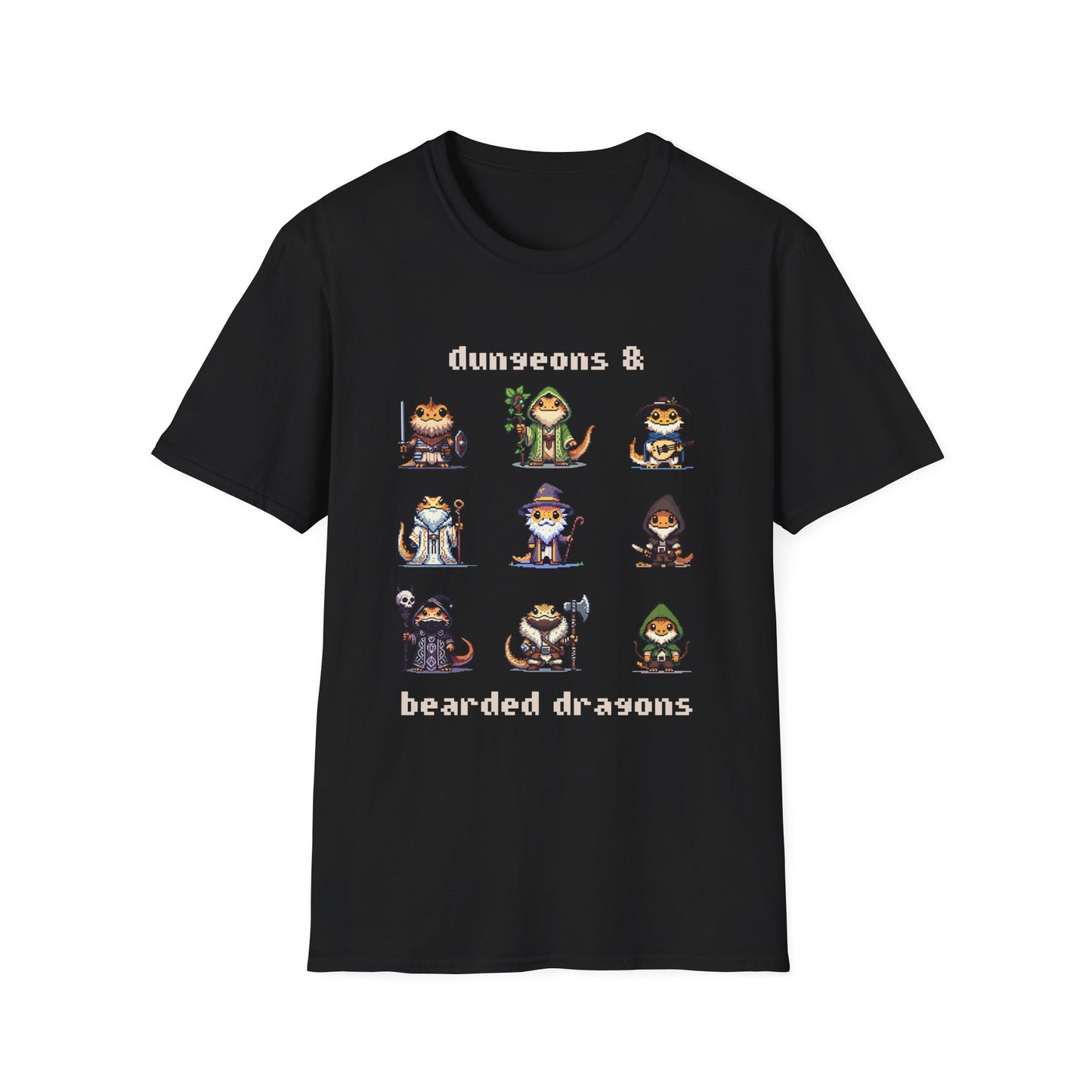 Dungeons and Bearded Dragons Shirt | Bearded Dragon Pixel Art | Unisex Softstyle T-Shirt | Reptile DnD Shirt