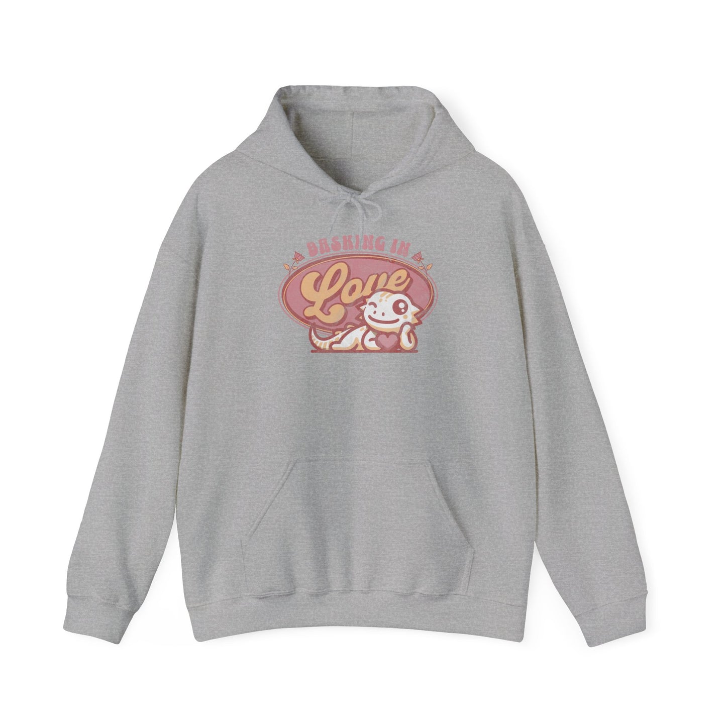 Basking in Love Bearded Dragon Unisex Hooded Sweatshirt | Valentine's Day Gift | Gift for Her | Pet Reptile Gift