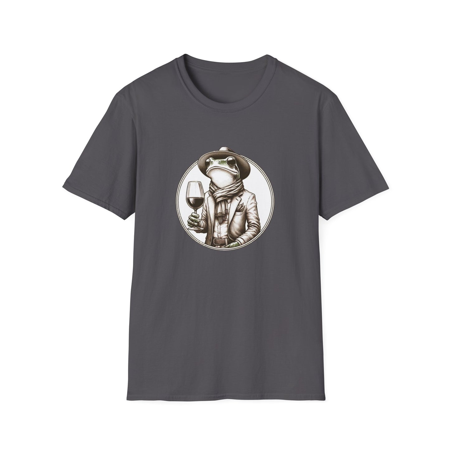 Wine Time | Hipster Frog Unisex Softstyle T-Shirt