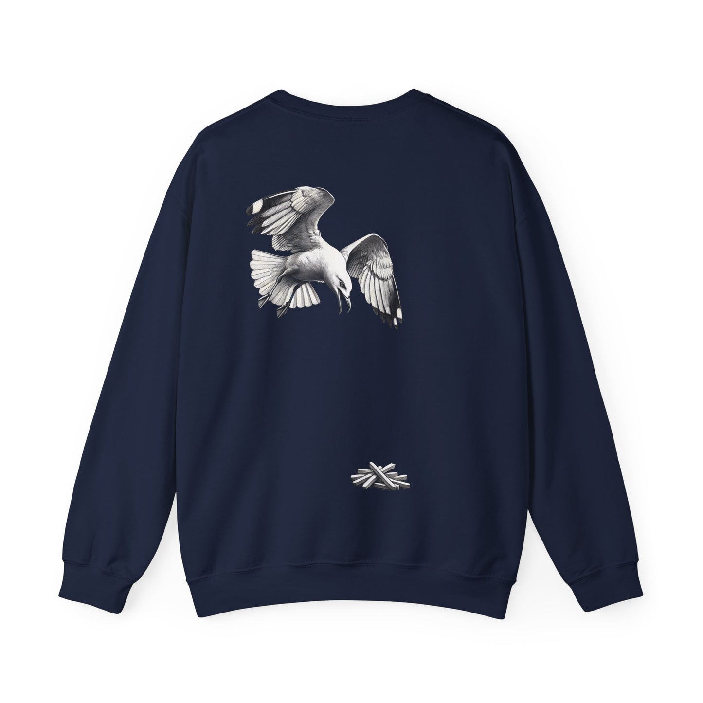 Seagull Chip Unisex Crewneck Sweatshirt, Retro Beach Jumper, Bird Lover Gift, Ocean Graphic Sweatshirt, Vintage Seaside Top