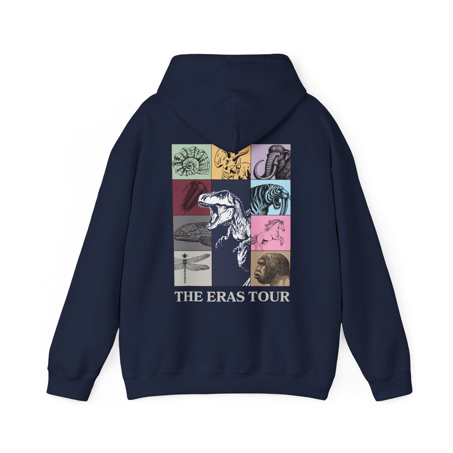 Geological Eras Tour Unisex Hooded Sweatshirt, Gift for Geologist Biologist Science Lover, Life Through Time Design, Dinosaur Hoodie