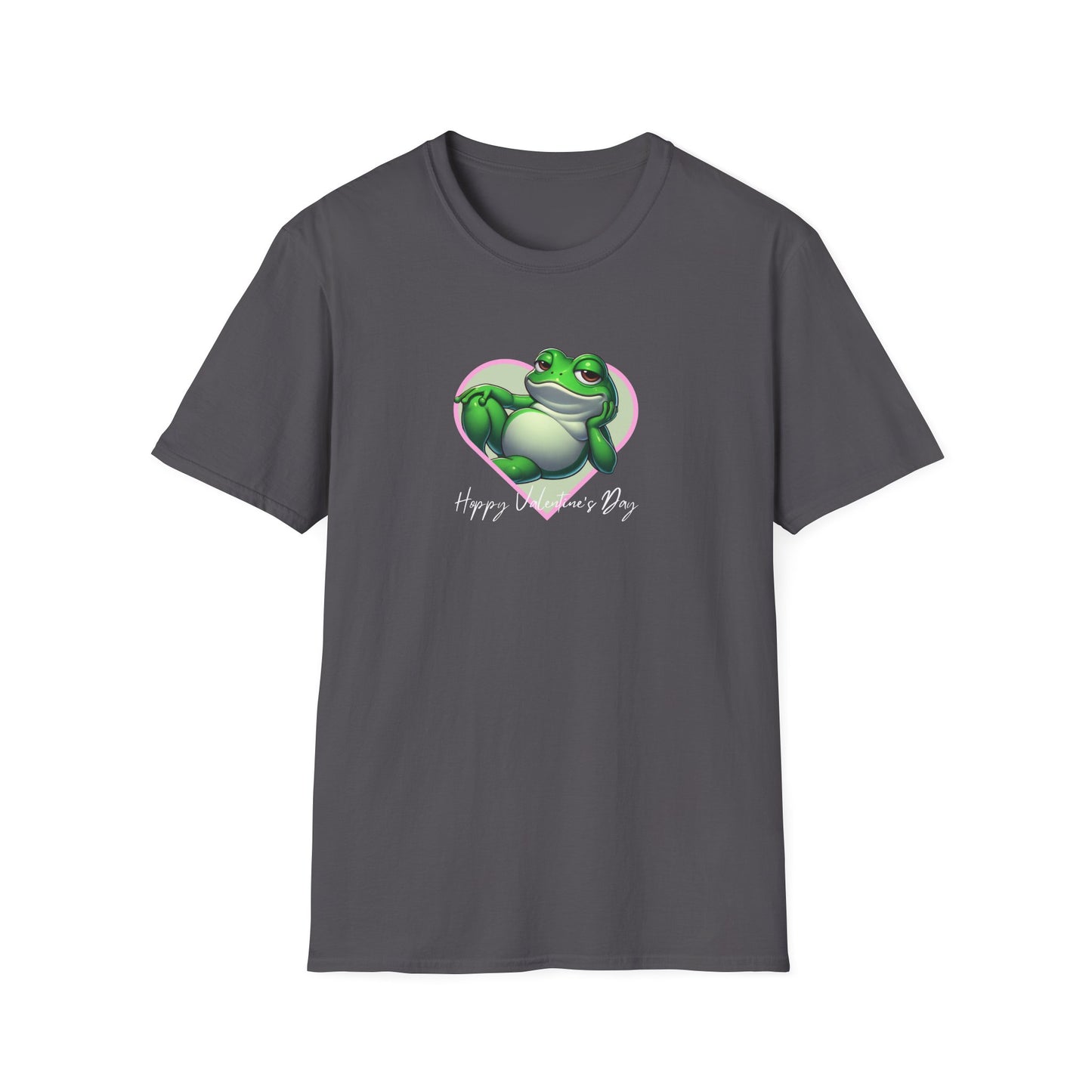 Hoppy Valentine's Day Frog Unisex Softstyle T-Shirt, Frog lover gift, Pet valentine's shirt, reptile keeper, frog mama