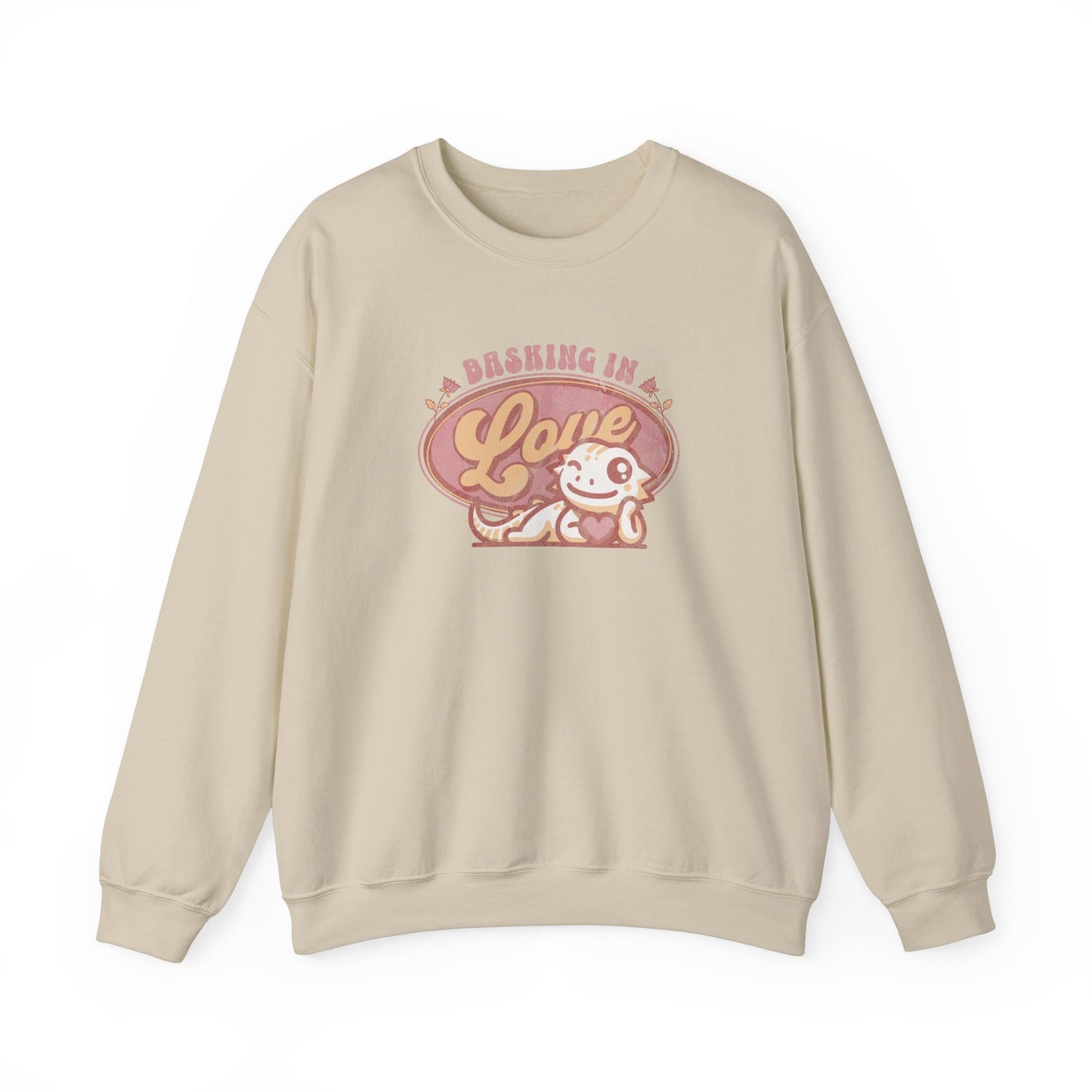 Basking in Love Bearded Dragon Unisex Crewneck Sweatshirt | Valentine's Day Gift | Gift for Her | Pet Reptile Gift