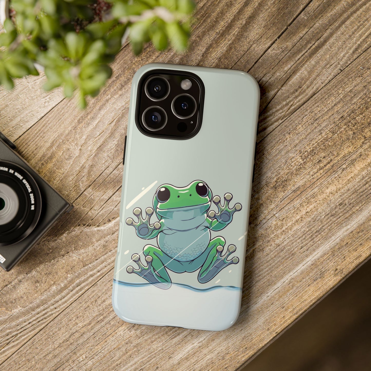 Glass Surfing Frog | Tough Phone Case for Apple iPhone | Frog Lover Gift