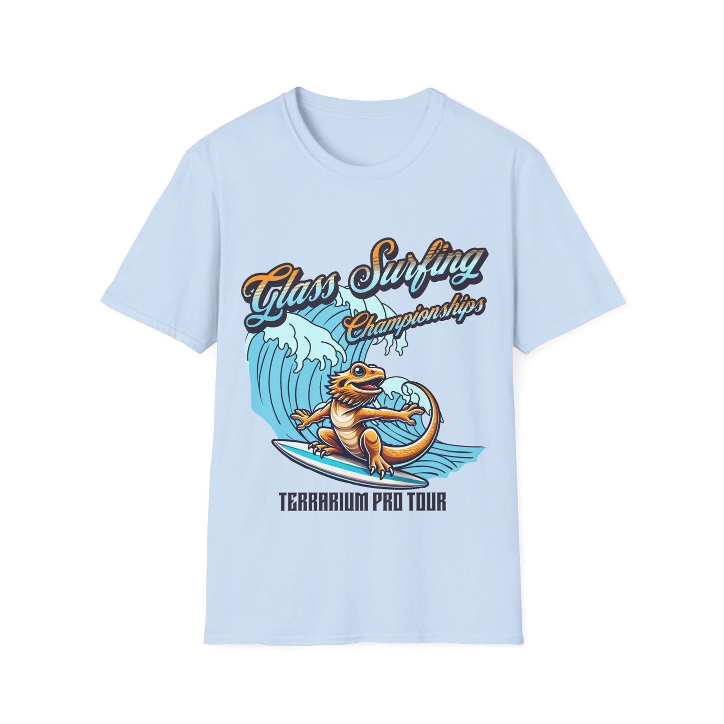 Glass Surfing Bearded Dragon Unisex Softstyle T-Shirt
