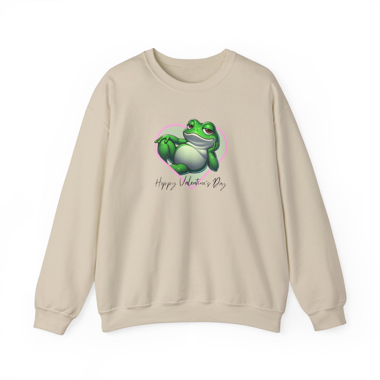 Hoppy Valentine's Day Frog Unisex Crewneck Sweatshirt, Frog lover gift, Pet valentine's sweatshirt, reptile keeper, frog mama