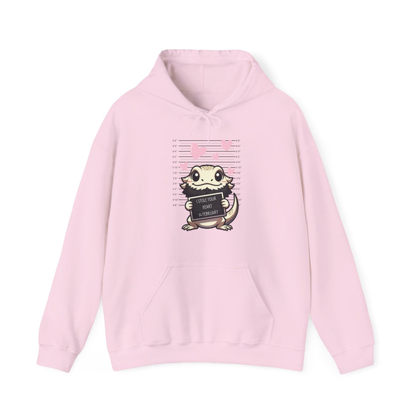 Bearded Dragon Valentine's Day Hooded Sweatshirt, Pet Reptile Hoodie, Stolen Hearts, Valentine's Gift, Gift for Her