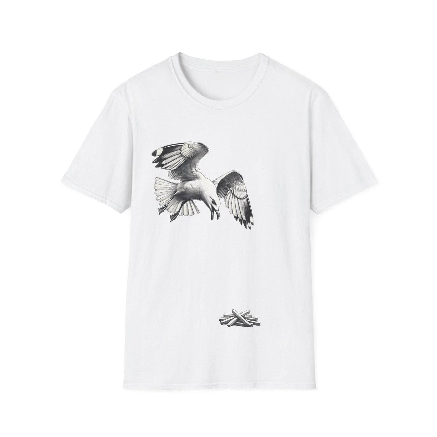 Seagull Chip Unisex T-Shirt, Retro Beach Tee, Bird Lover Gift, Ocean Graphic Shirt, Vintage Seaside Top