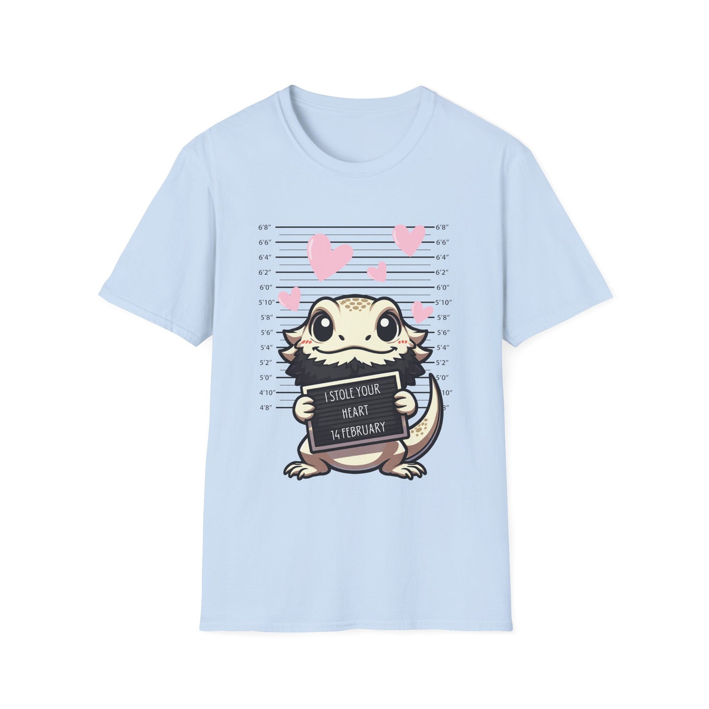 Bearded Dragon Valentine's Day Unisex Softstyle T-Shirt, Pet Reptile Tee, Stolen Hearts, Valentine's Gift, Gift for Her
