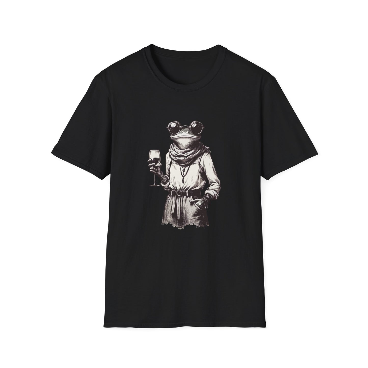 Wino Hipster Frog Unisex Softstyle T-Shirt