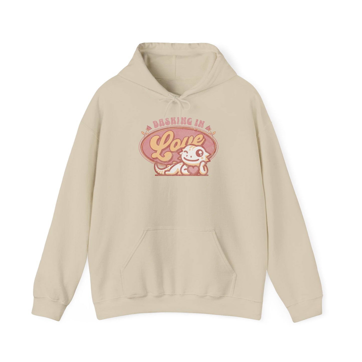 Basking in Love Bearded Dragon Unisex Hooded Sweatshirt | Valentine's Day Gift | Gift for Her | Pet Reptile Gift