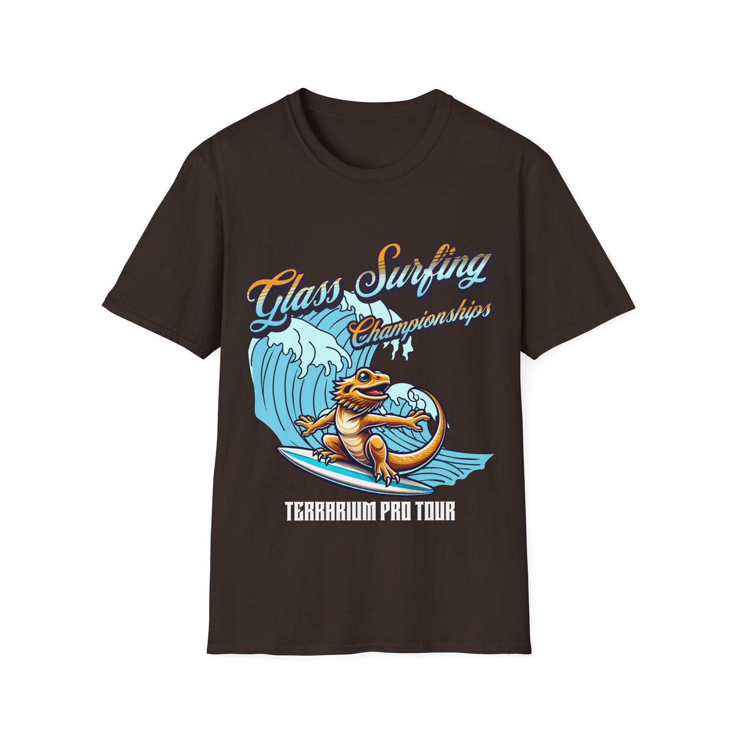 Glass Surfing Bearded Dragon Unisex Softstyle T-Shirt