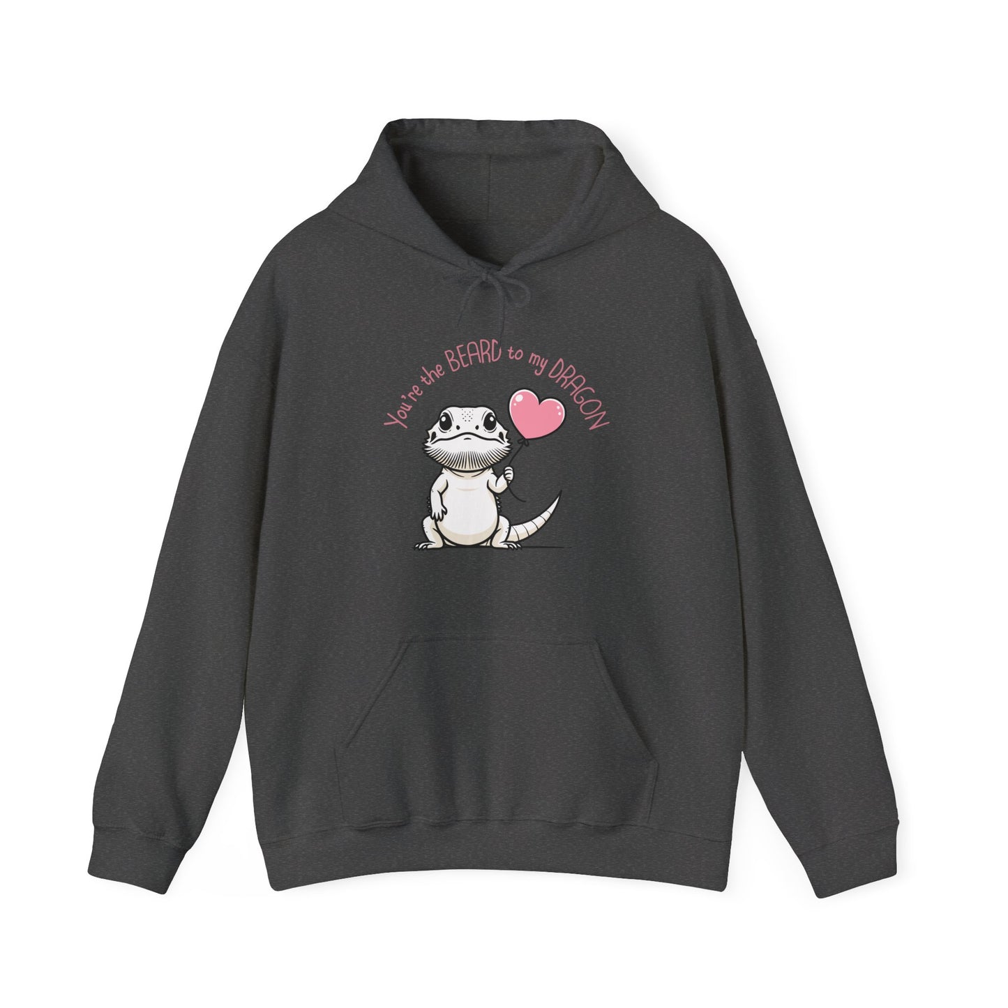 Cute Bearded Dragon Valentine's Day Unisex Hooded Sweatshirt, Reptile Keeper Gift, Valentine's Day Hoodie