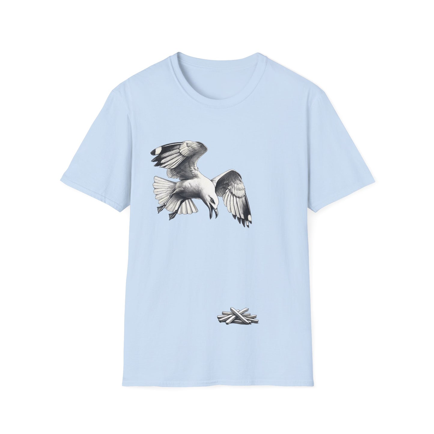 Seagull Chip Unisex T-Shirt, Retro Beach Tee, Bird Lover Gift, Ocean Graphic Shirt, Vintage Seaside Top