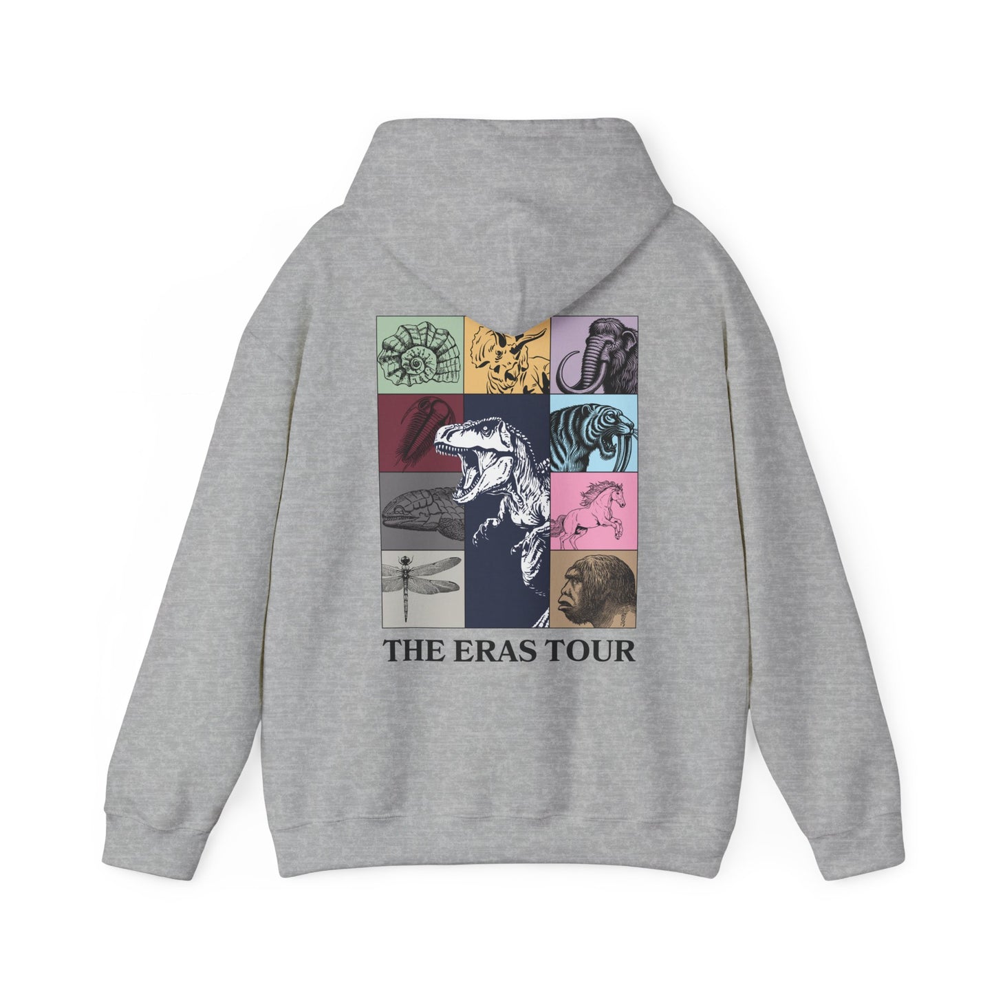 Geological Eras Tour Unisex Hooded Sweatshirt, Gift for Geologist Biologist Science Lover, Life Through Time Design, Dinosaur Hoodie