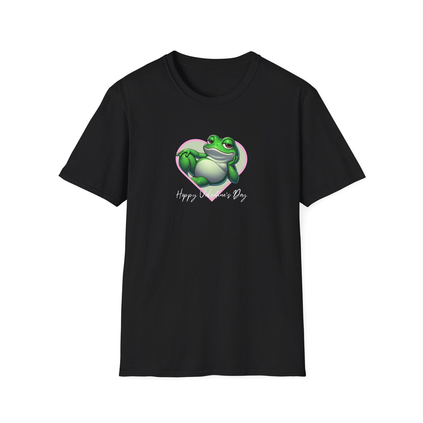 Hoppy Valentine's Day Frog Unisex Softstyle T-Shirt, Frog lover gift, Pet valentine's shirt, reptile keeper, frog mama