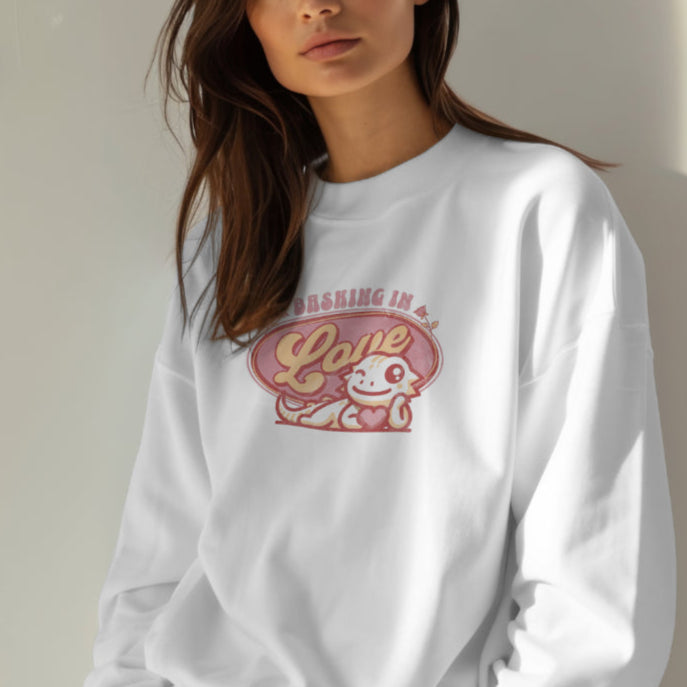 Basking in Love Bearded Dragon Unisex Crewneck Sweatshirt | Valentine's Day Gift | Gift for Her | Pet Reptile Gift